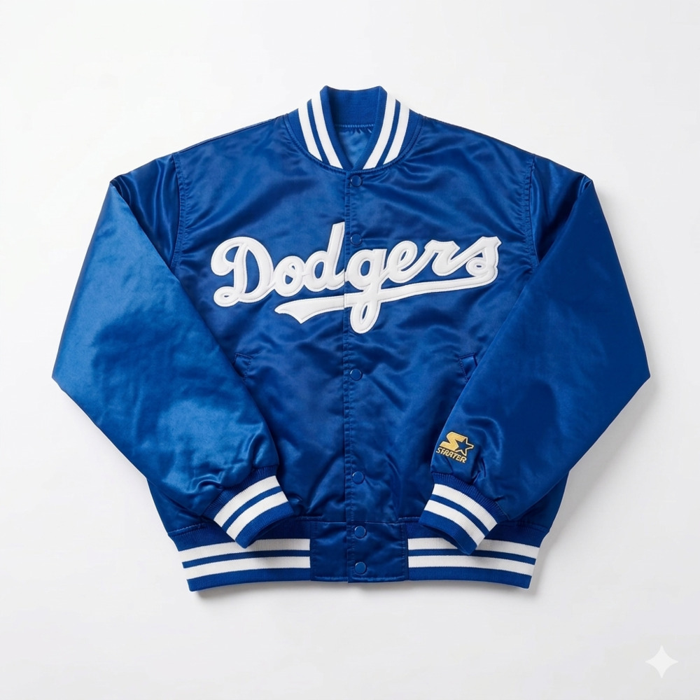 Vintage 90s Los Angeles Dodgers Starter Satin Bomber Jacket Size L